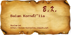 Balan Kornélia névjegykártya